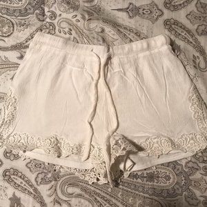 UO Pins & Needles White Lace Eyelet Shorts